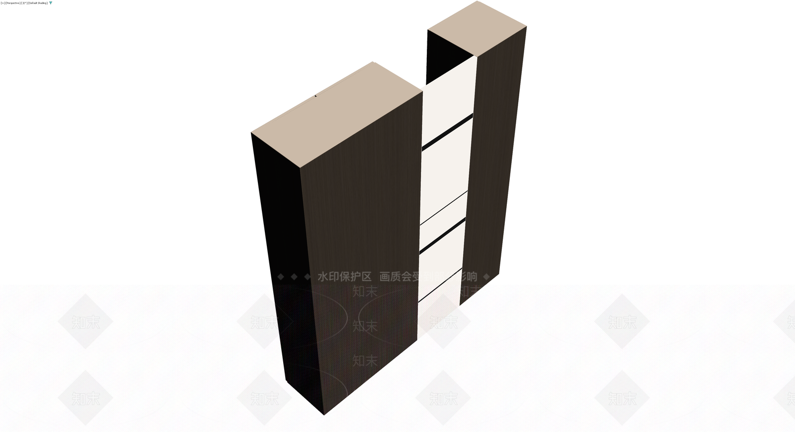 深木色现代组合书柜3D模型下载【ID:1230364785】