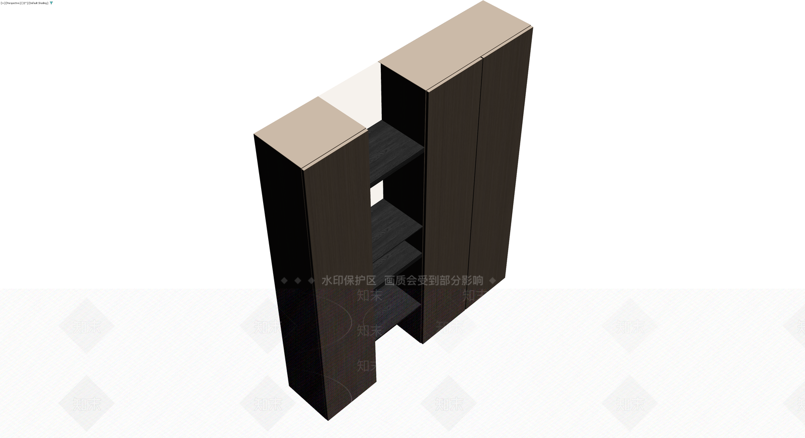 深木色现代组合书柜3D模型下载【ID:1230364785】