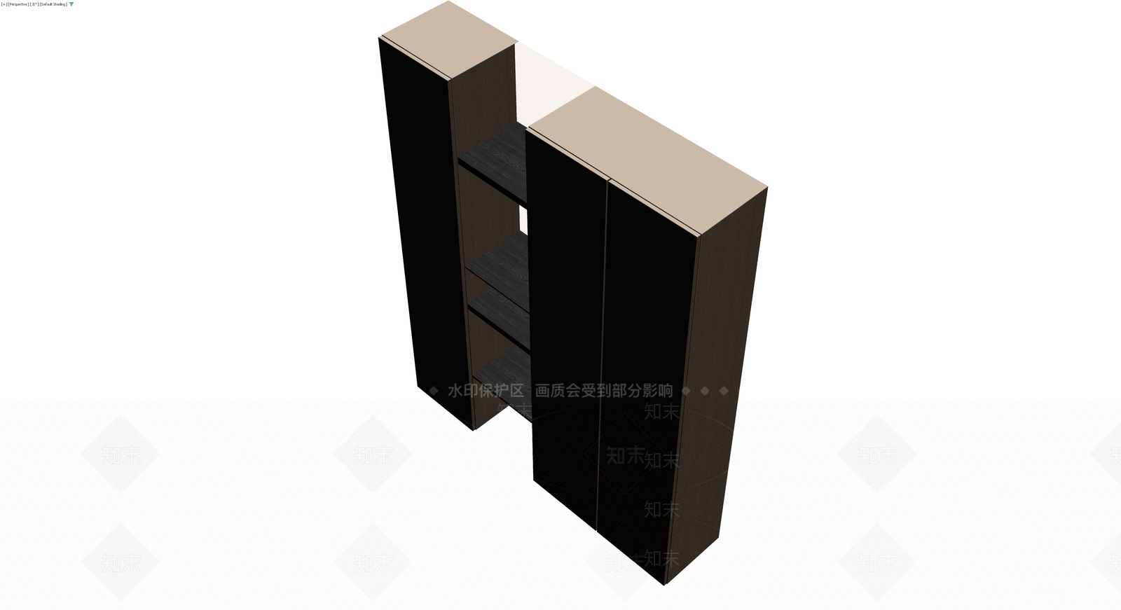 深木色现代组合书柜3D模型下载【ID:1230364785】
