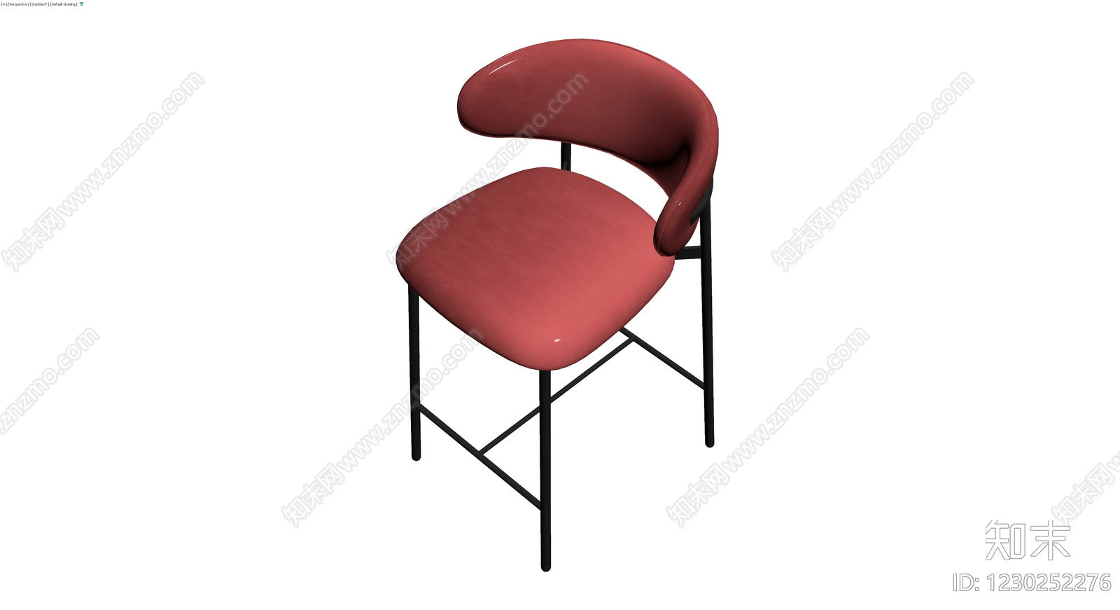 红色软包高脚椅3D模型下载【ID:1230252276】
