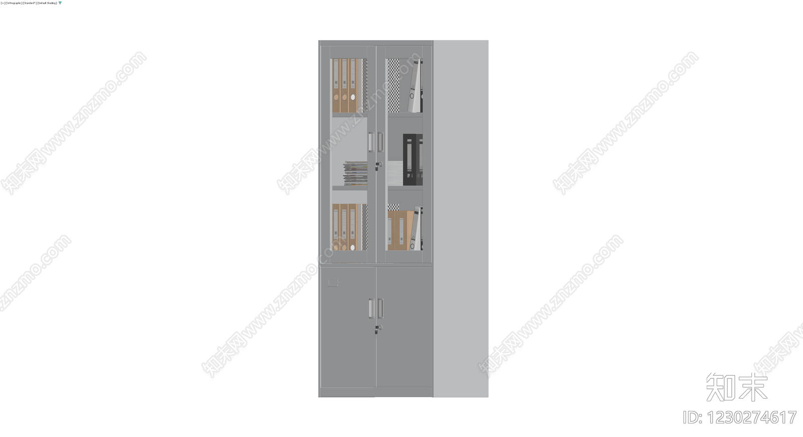 灰色玻璃门办公文件柜3D模型下载【ID:1230274617】