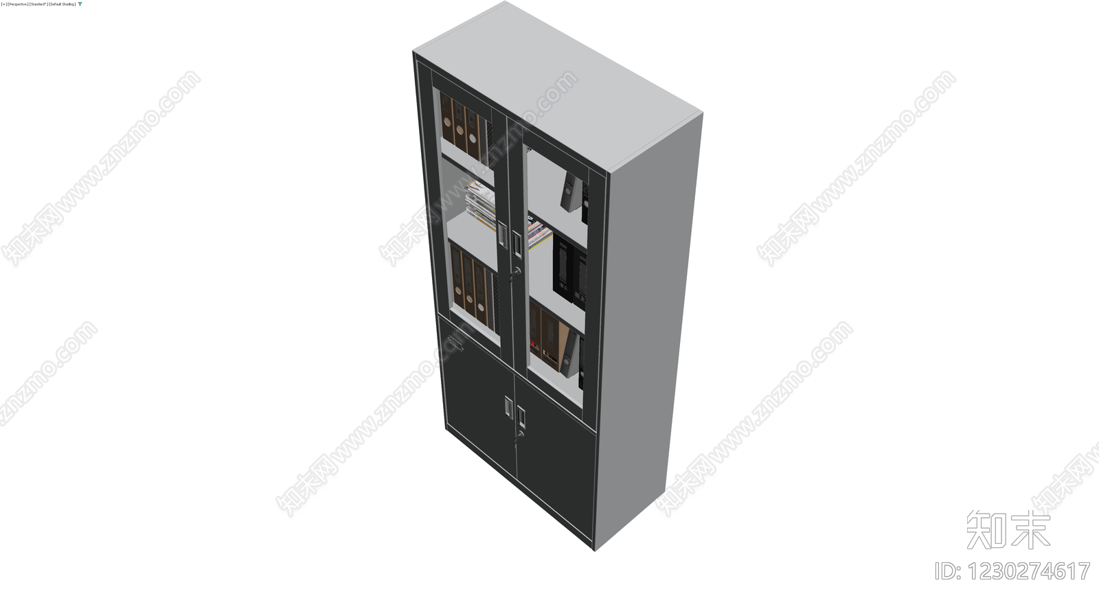 灰色玻璃门办公文件柜3D模型下载【ID:1230274617】
