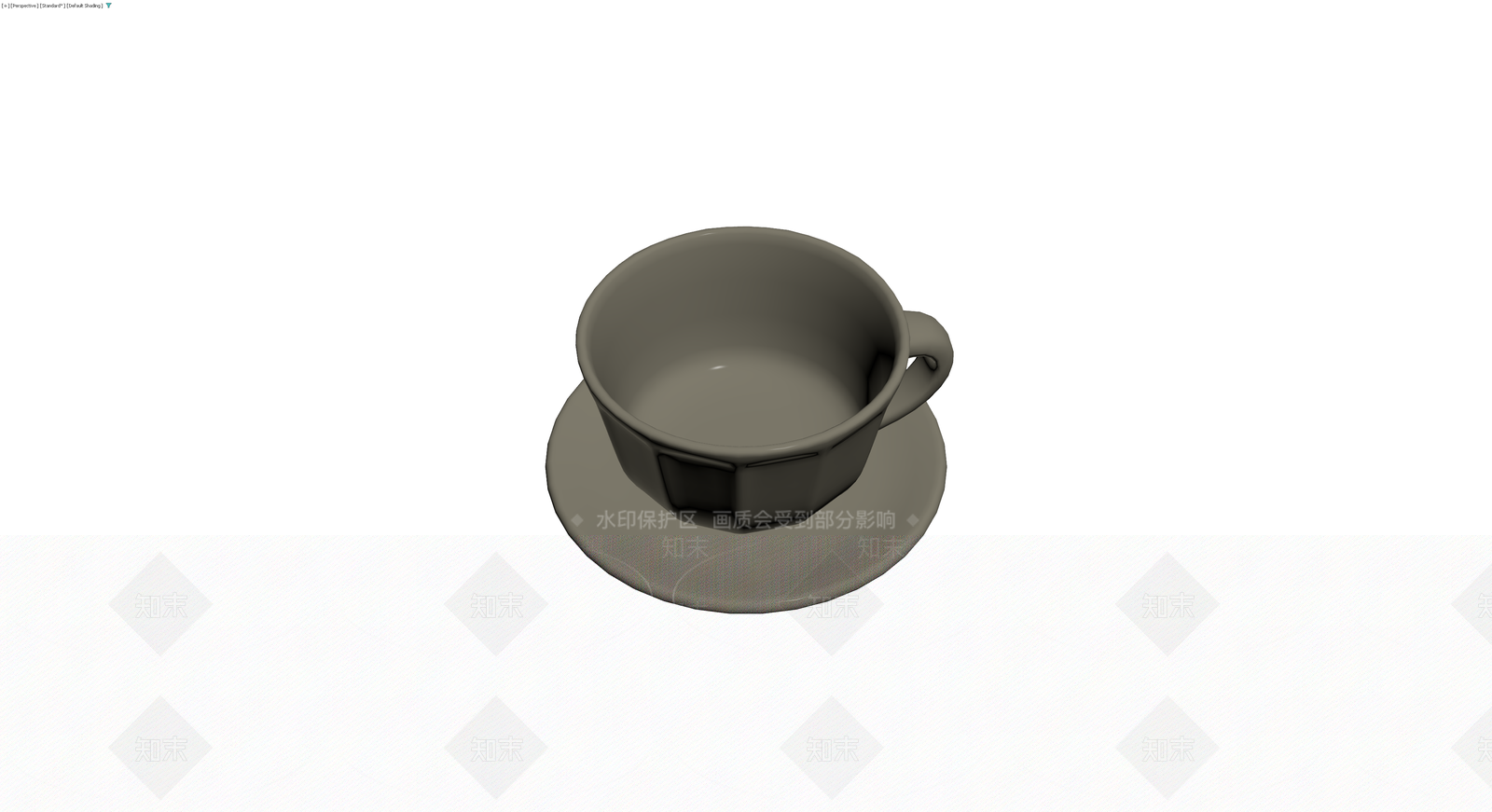 灰色多面纹茶杯茶托3D模型下载【ID:1230412807】