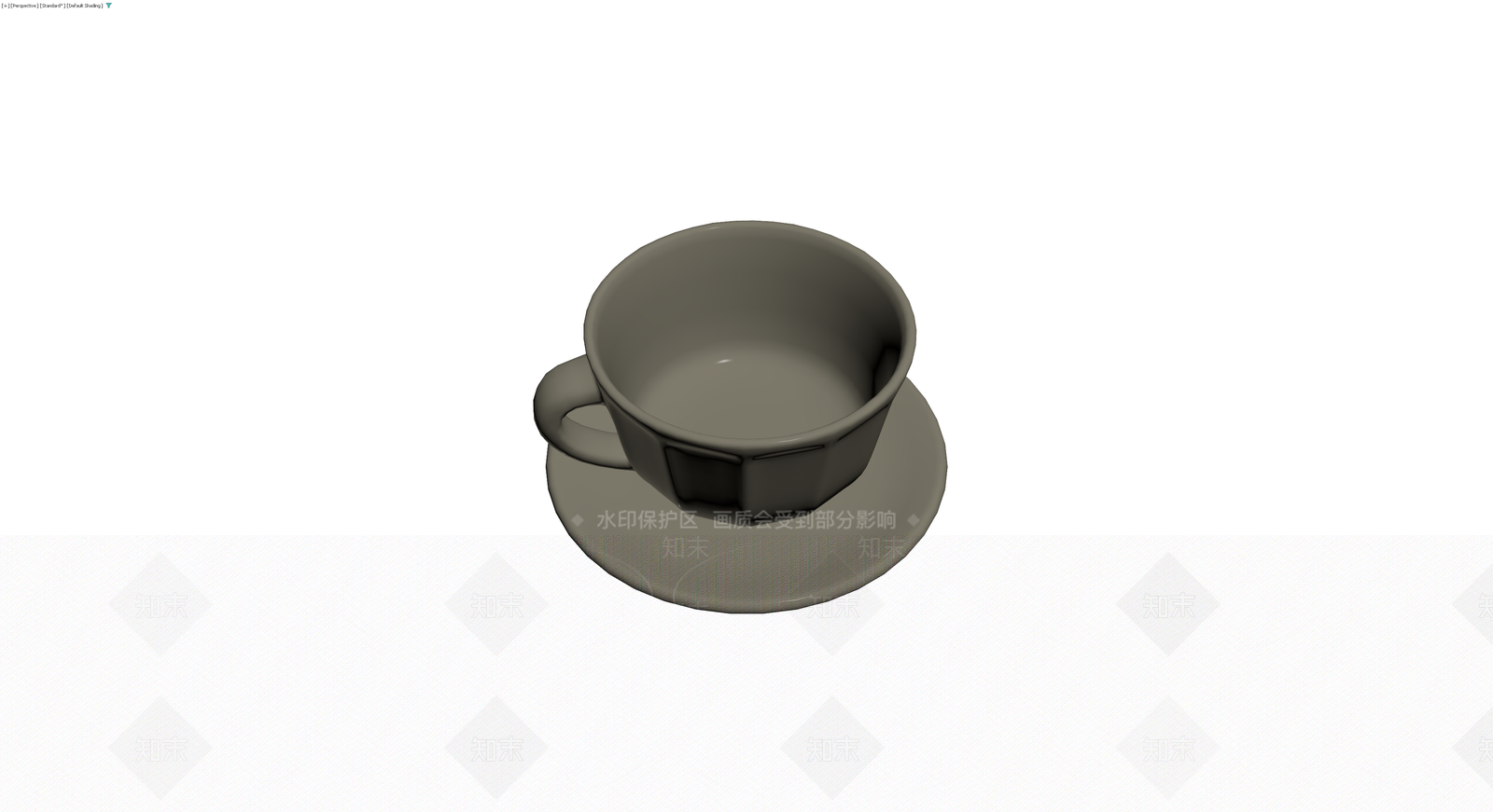 灰色多面纹茶杯茶托3D模型下载【ID:1230412807】