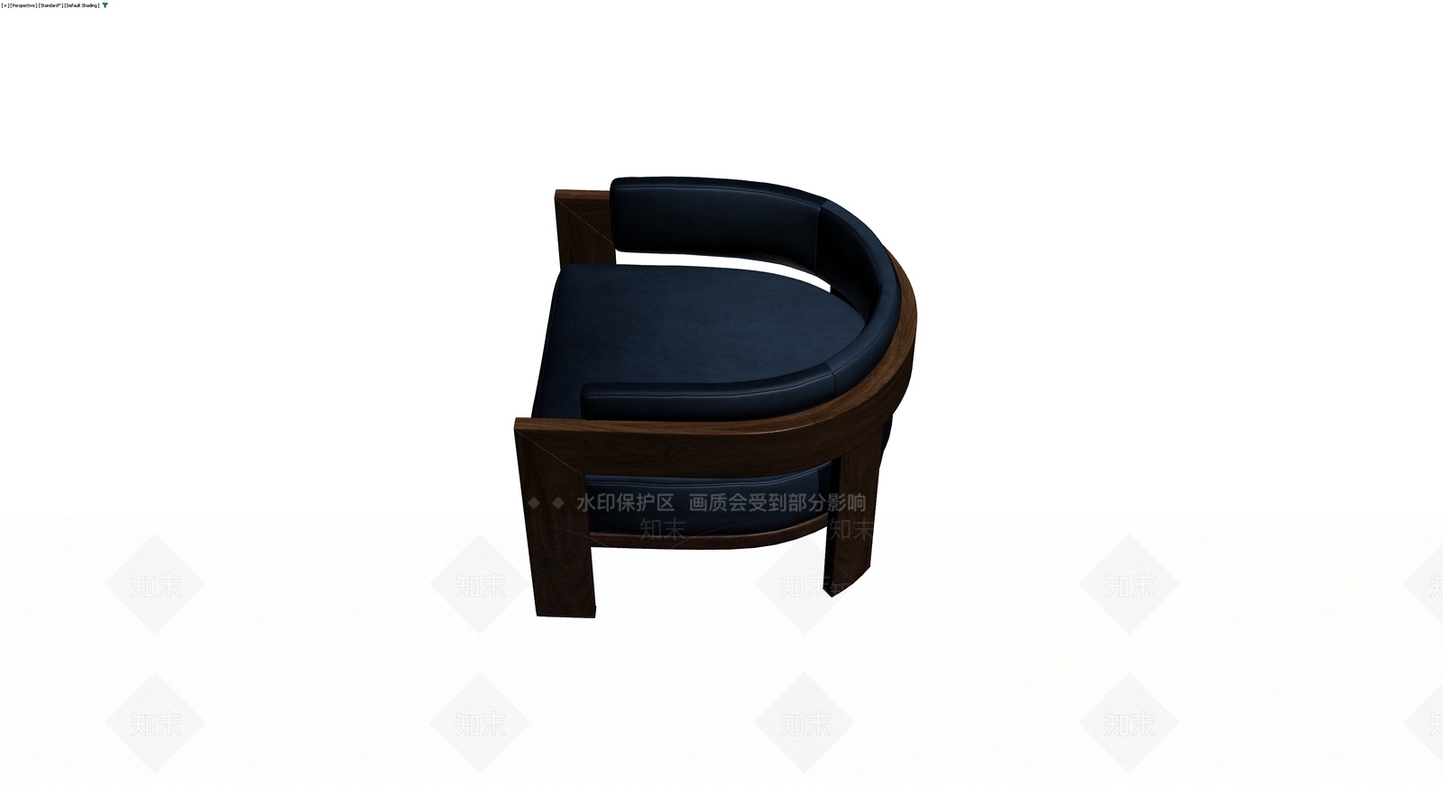 深色木质弧形扶手椅3D模型下载【ID:1229922530】