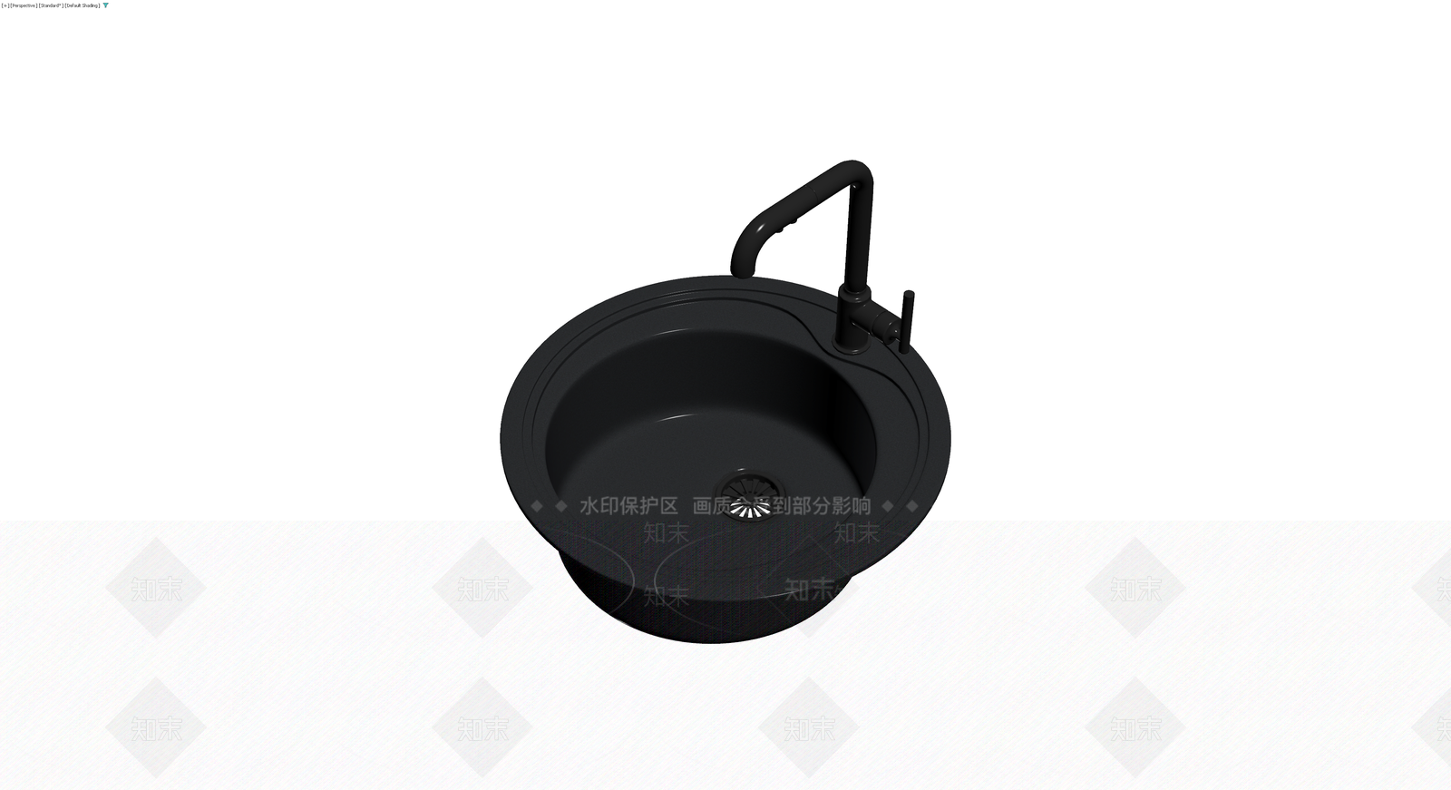黑色圆形水槽龙头组件3D模型下载【ID:1230127987】