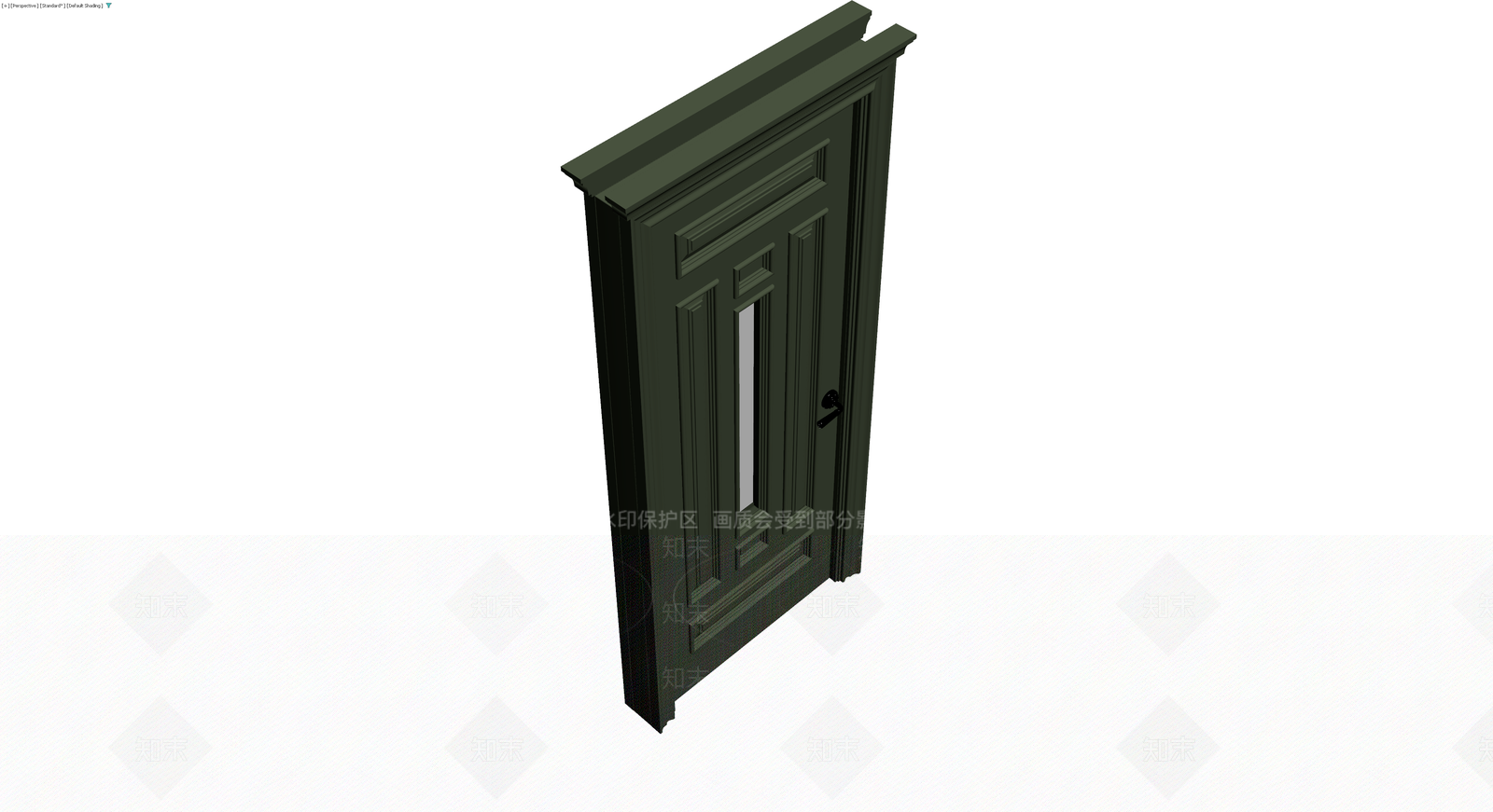 深绿色带玻璃装饰门3D模型下载【ID:1229864860】