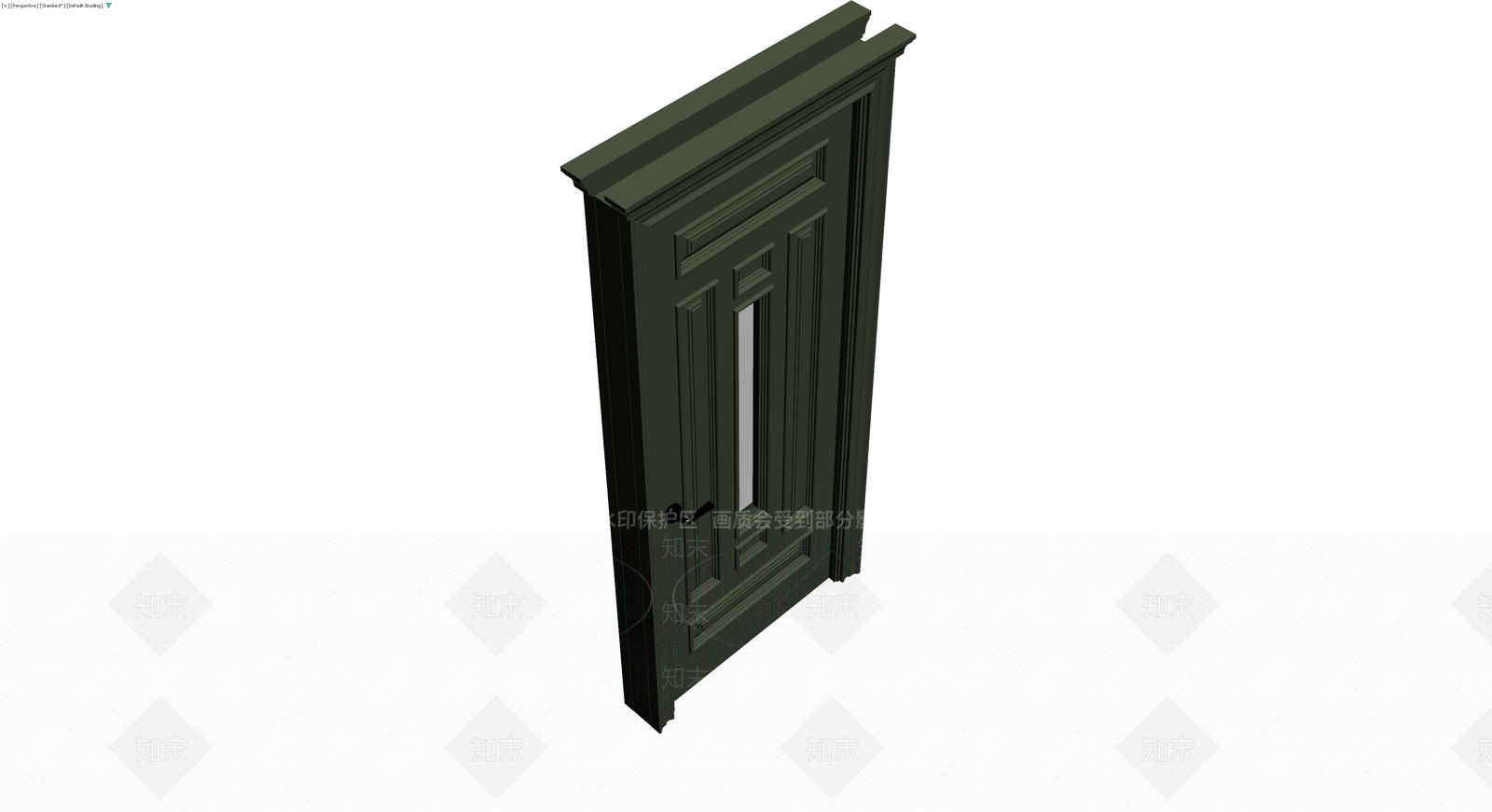 深绿色带玻璃装饰门3D模型下载【ID:1229864860】