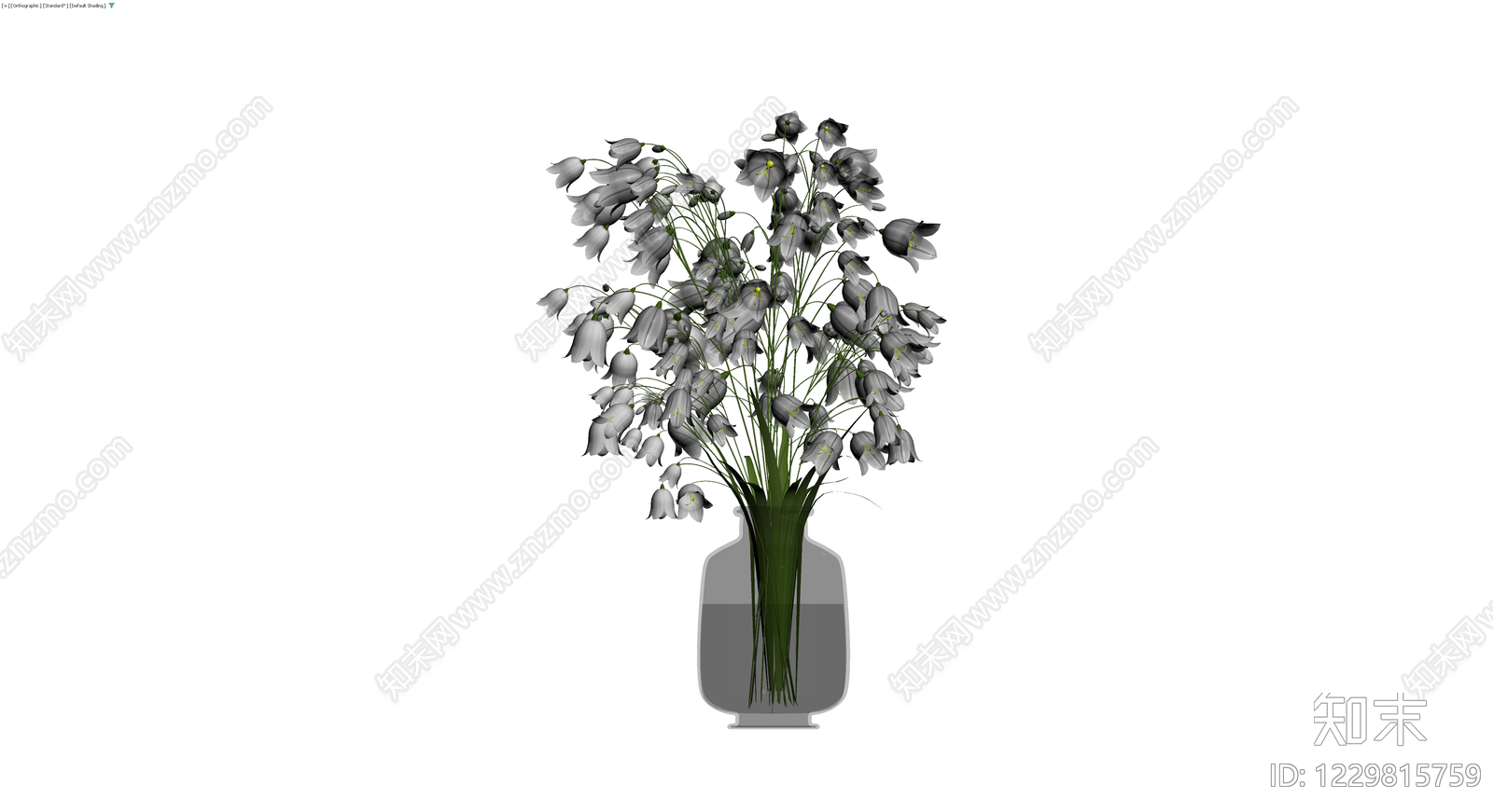 灰色风铃草盆栽组合3D模型下载【ID:1229815759】