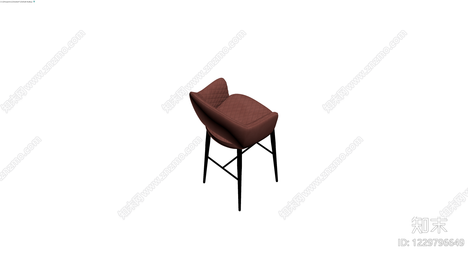 棕色软包高脚椅3D模型下载【ID:1229796649】