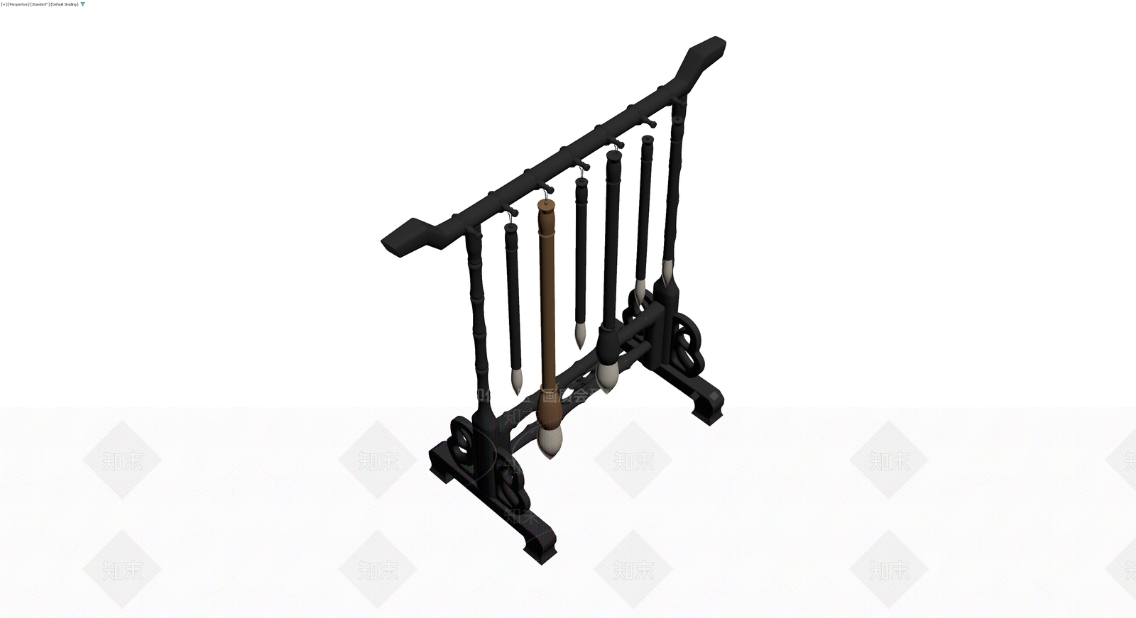 毛笔架及笔具组合3D模型下载【ID:1230782653】