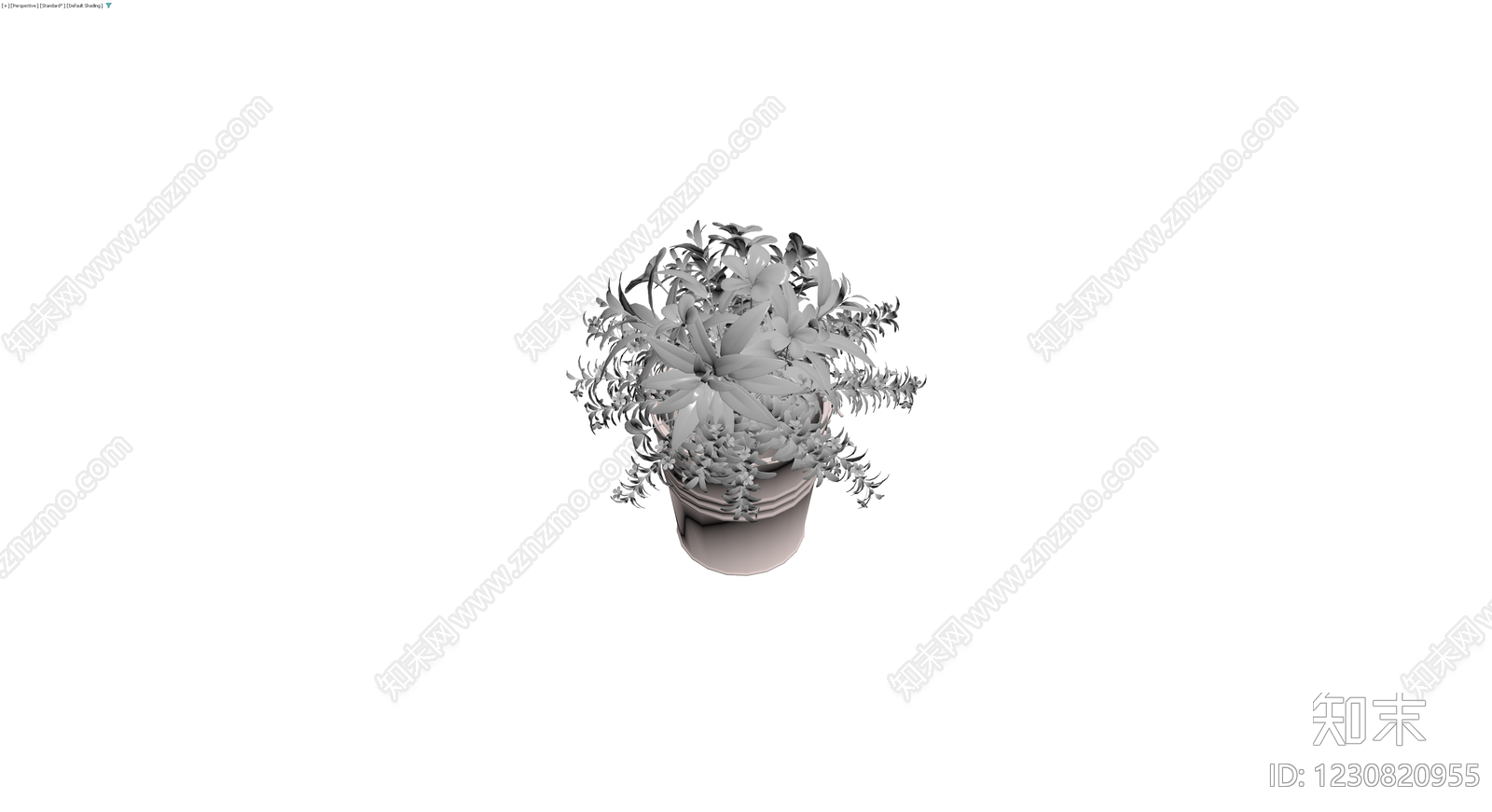 金属花桶盆栽组合3D模型下载【ID:1230820955】