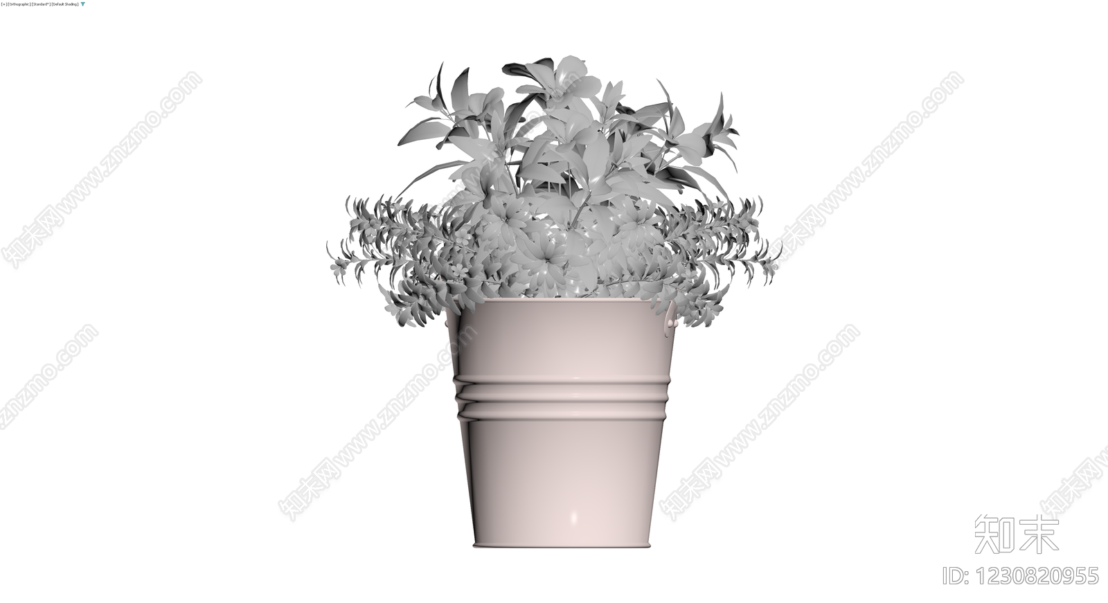 金属花桶盆栽组合3D模型下载【ID:1230820955】