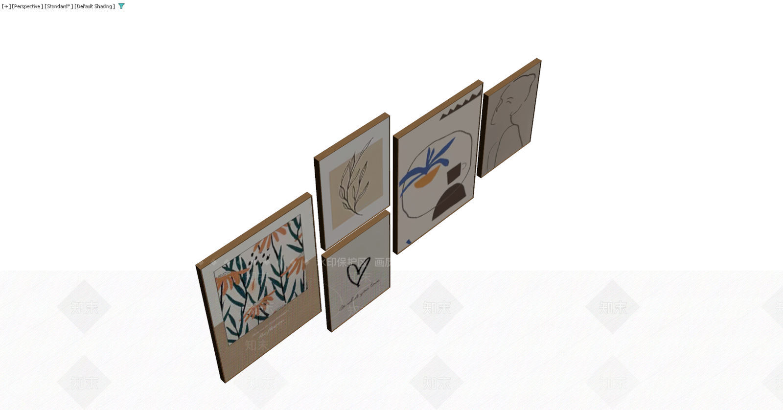 四联抽象艺术挂画组合3D模型下载【ID:1229589994】