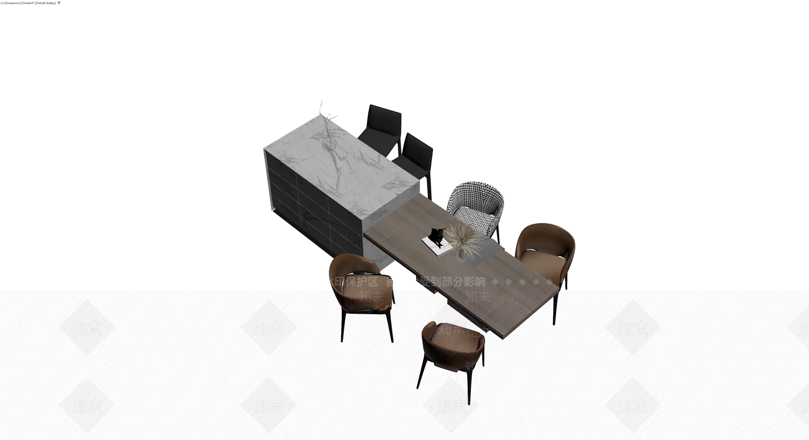 现代风格餐桌椅组合3D模型下载【ID:1230792960】