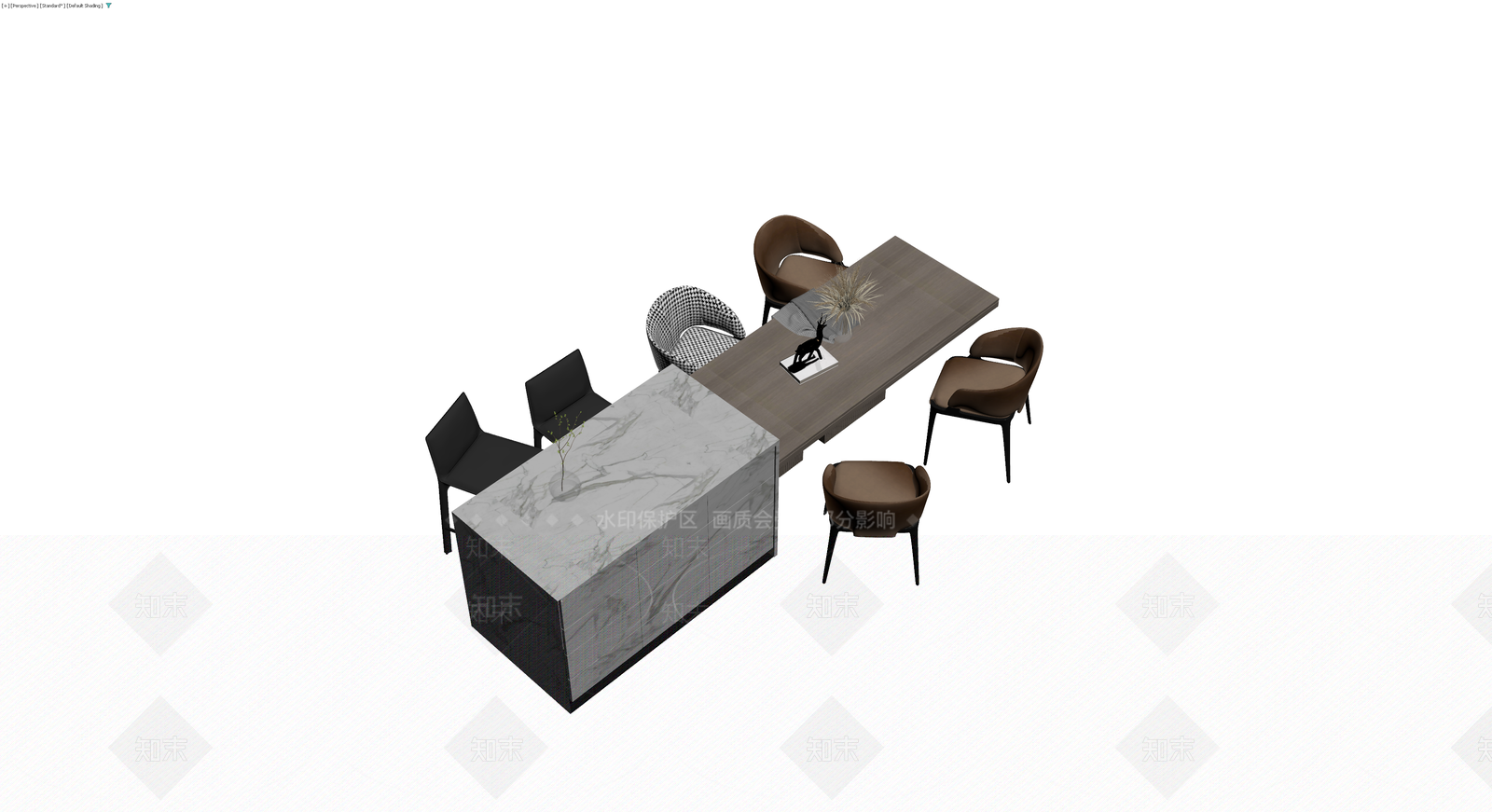 现代风格餐桌椅组合3D模型下载【ID:1230792960】