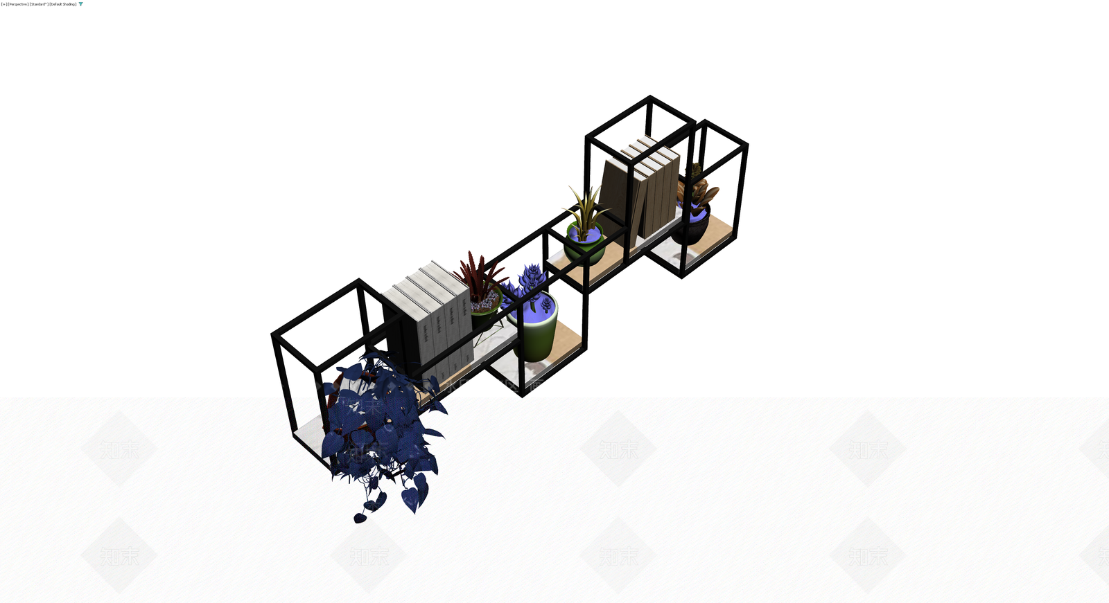 黑色金属置物架组合3D模型下载【ID:1229637452】