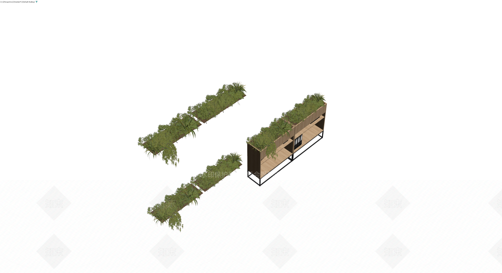 木质绿植隔断柜3D模型下载【ID:1229942598】