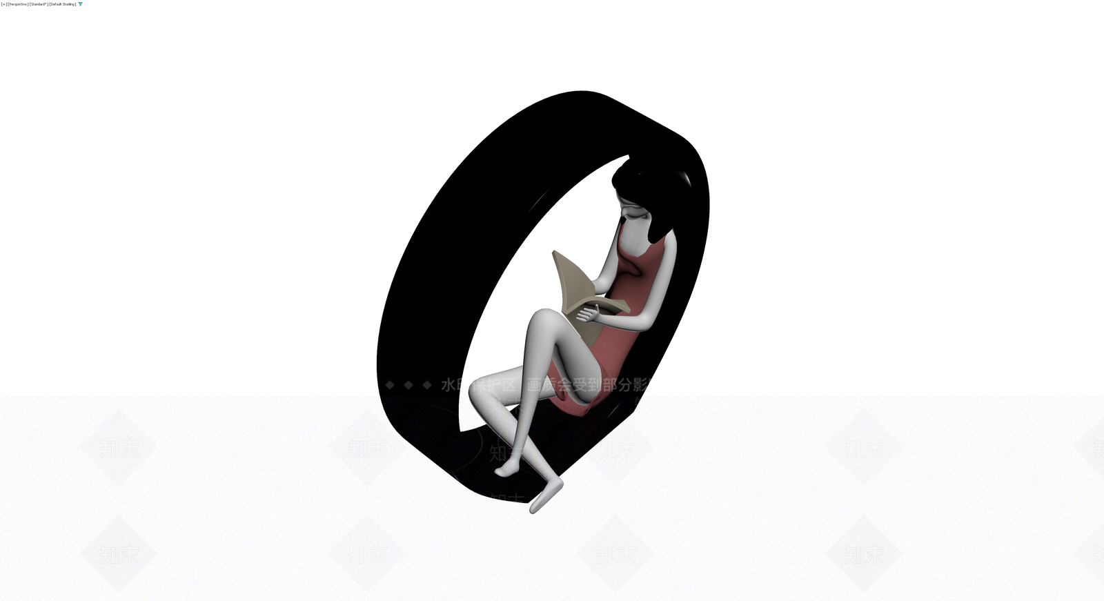 黑环阅读人物雕塑3D模型下载【ID:1230591599】