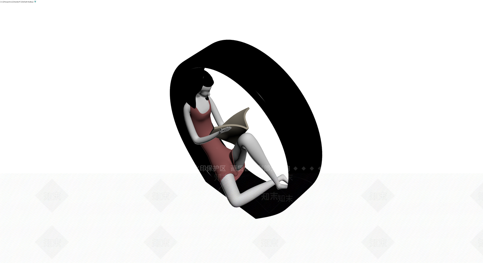 黑环阅读人物雕塑3D模型下载【ID:1230591599】