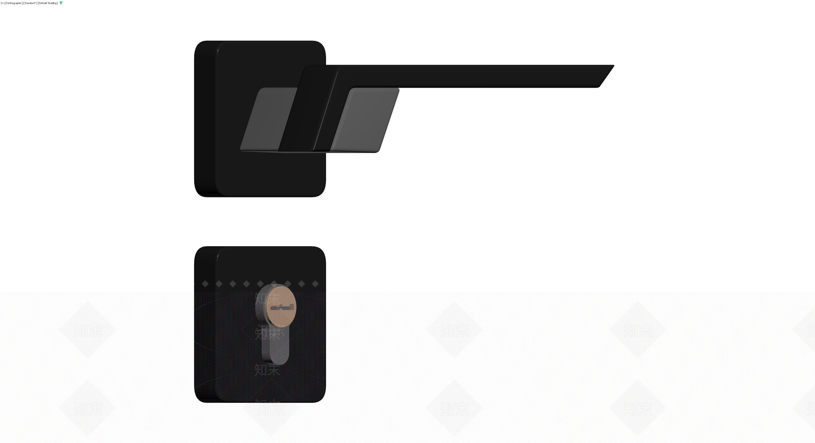 黑色现代门把手锁具3D模型下载【ID:1230139960】