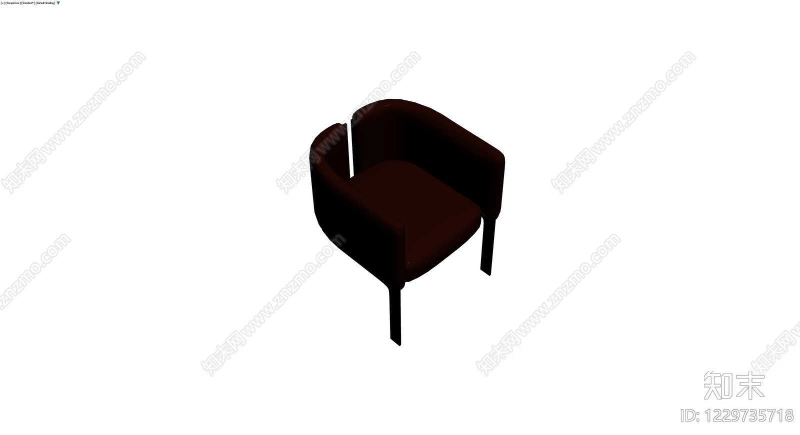 深棕色单人沙发3D模型下载【ID:1229735718】