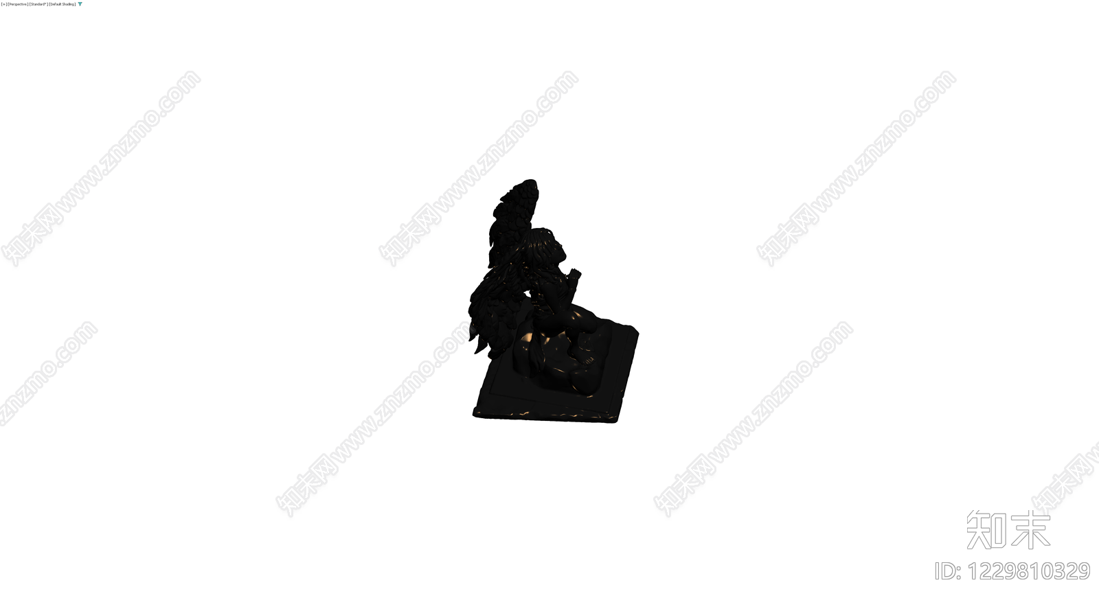 黑色天使祈祷雕塑3D模型下载【ID:1229810329】