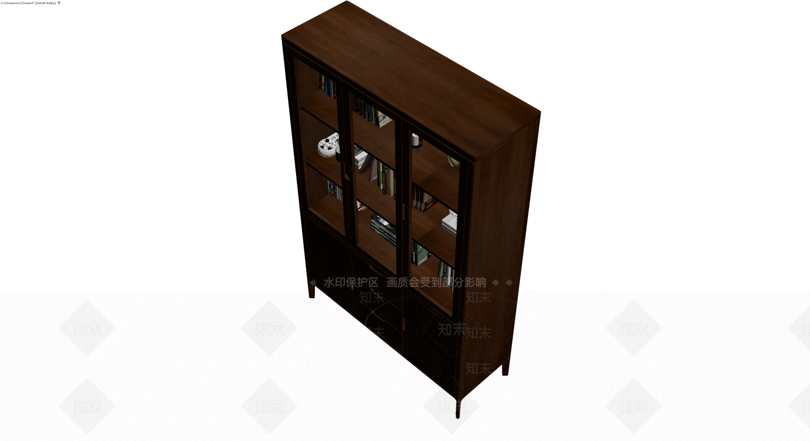 深色木质玻璃展示柜3D模型下载【ID:1229647310】