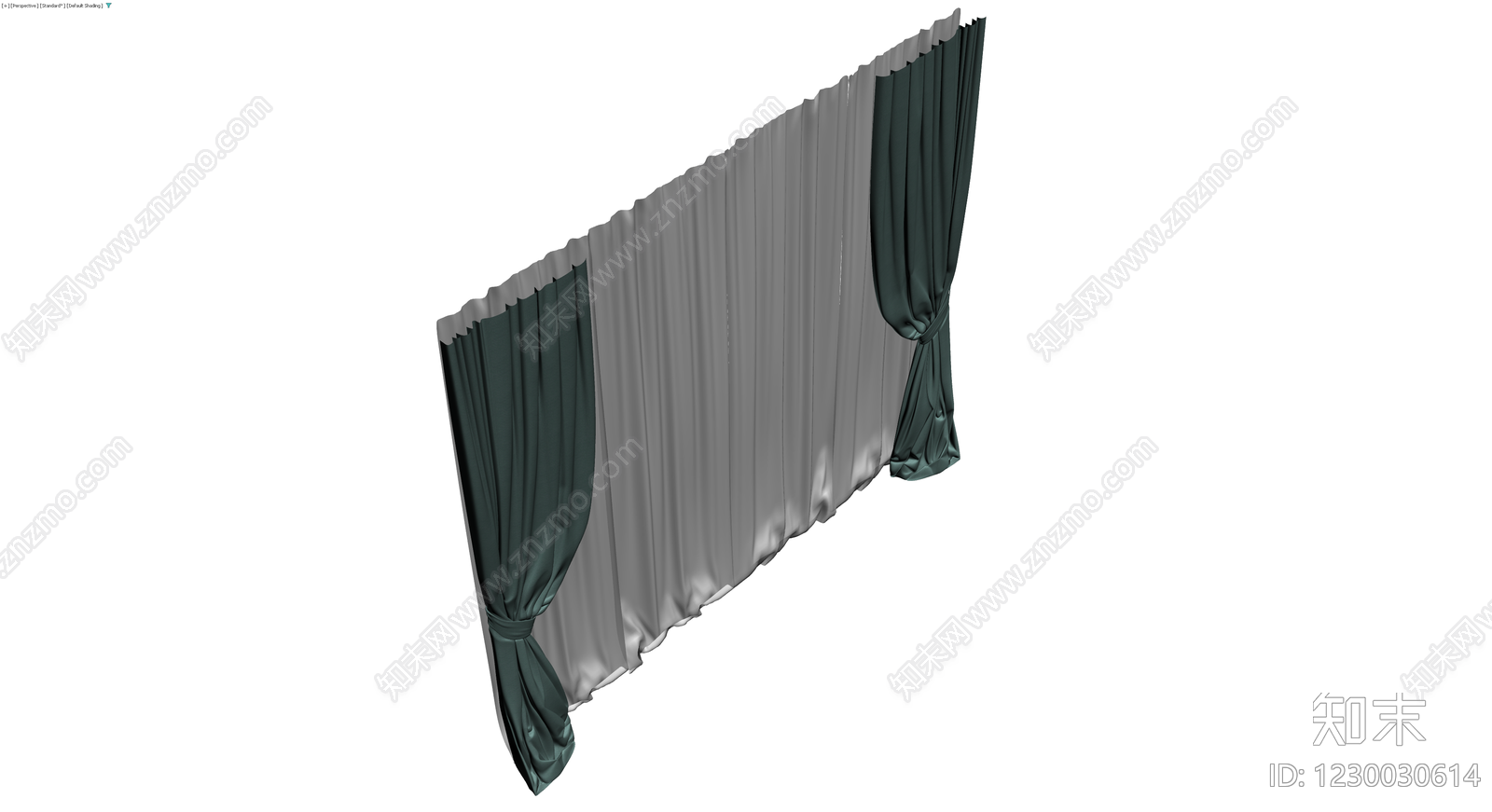 双层布艺窗帘组合3D模型下载【ID:1230030614】