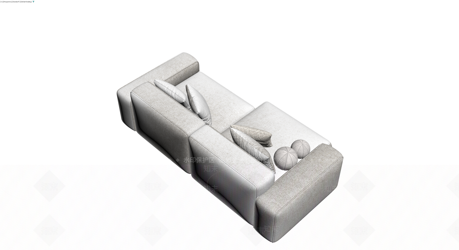 现代布艺L型沙发组合3D模型下载【ID:1230145976】