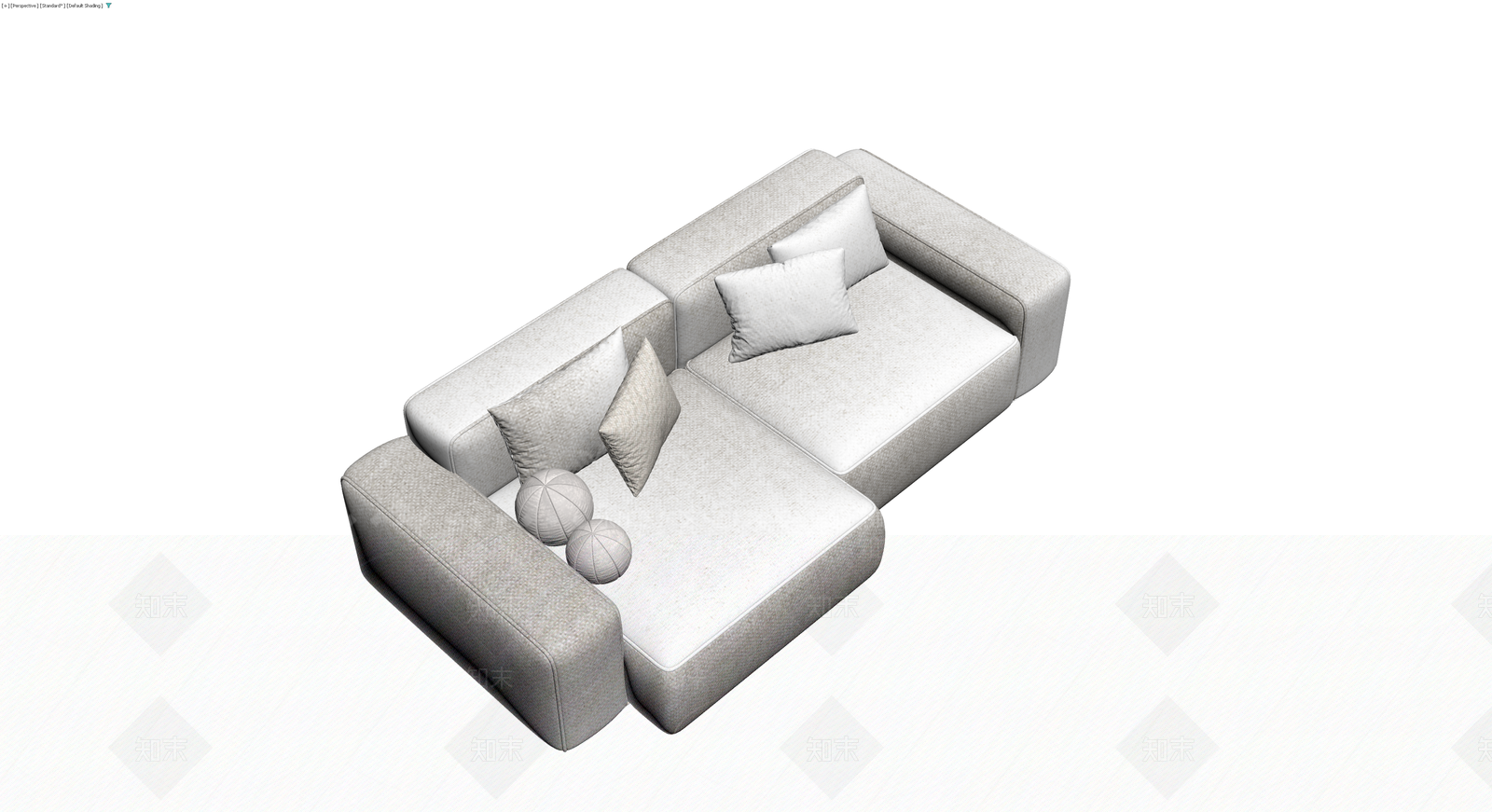 现代布艺L型沙发组合3D模型下载【ID:1230145976】