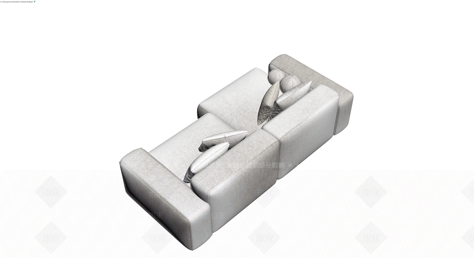 现代布艺L型沙发组合3D模型下载【ID:1230145976】