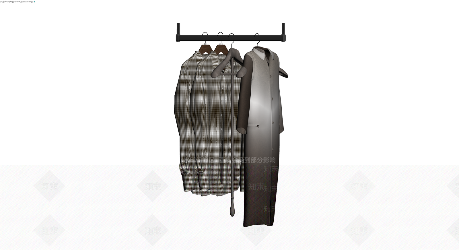 挂衣架与服装组合3D模型下载【ID:1229938165】