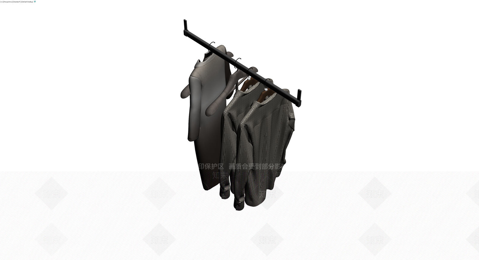 挂衣架与服装组合3D模型下载【ID:1229938165】