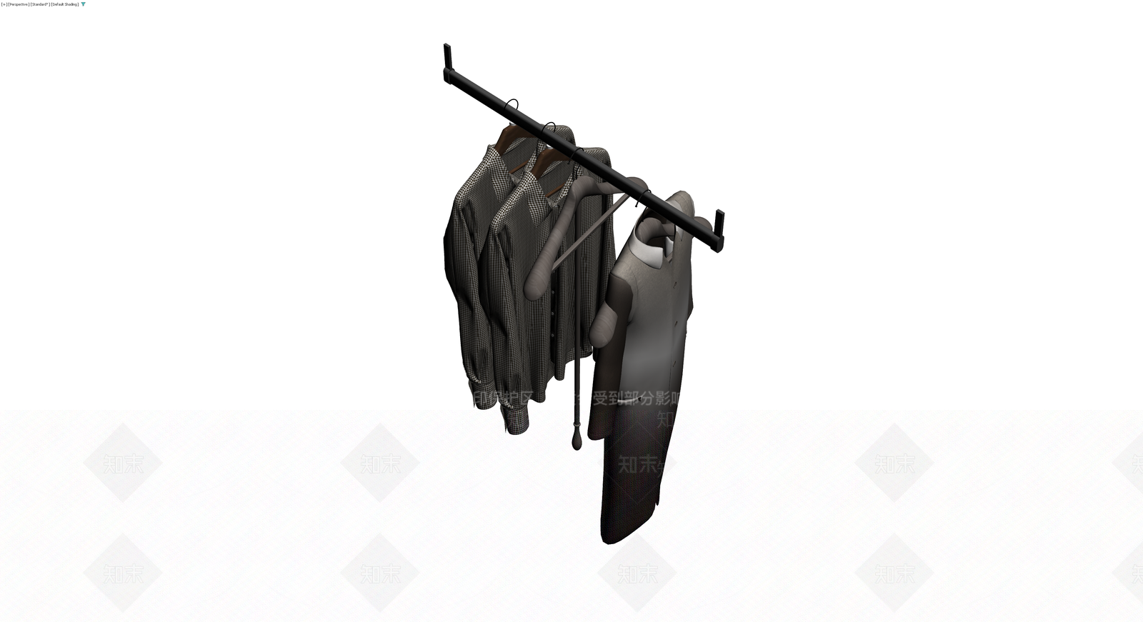挂衣架与服装组合3D模型下载【ID:1229938165】