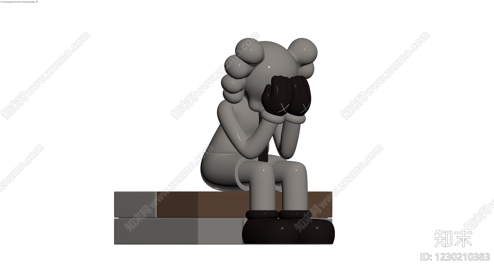 坐姿人物雕塑灰模3D模型下载【ID:1230210383】