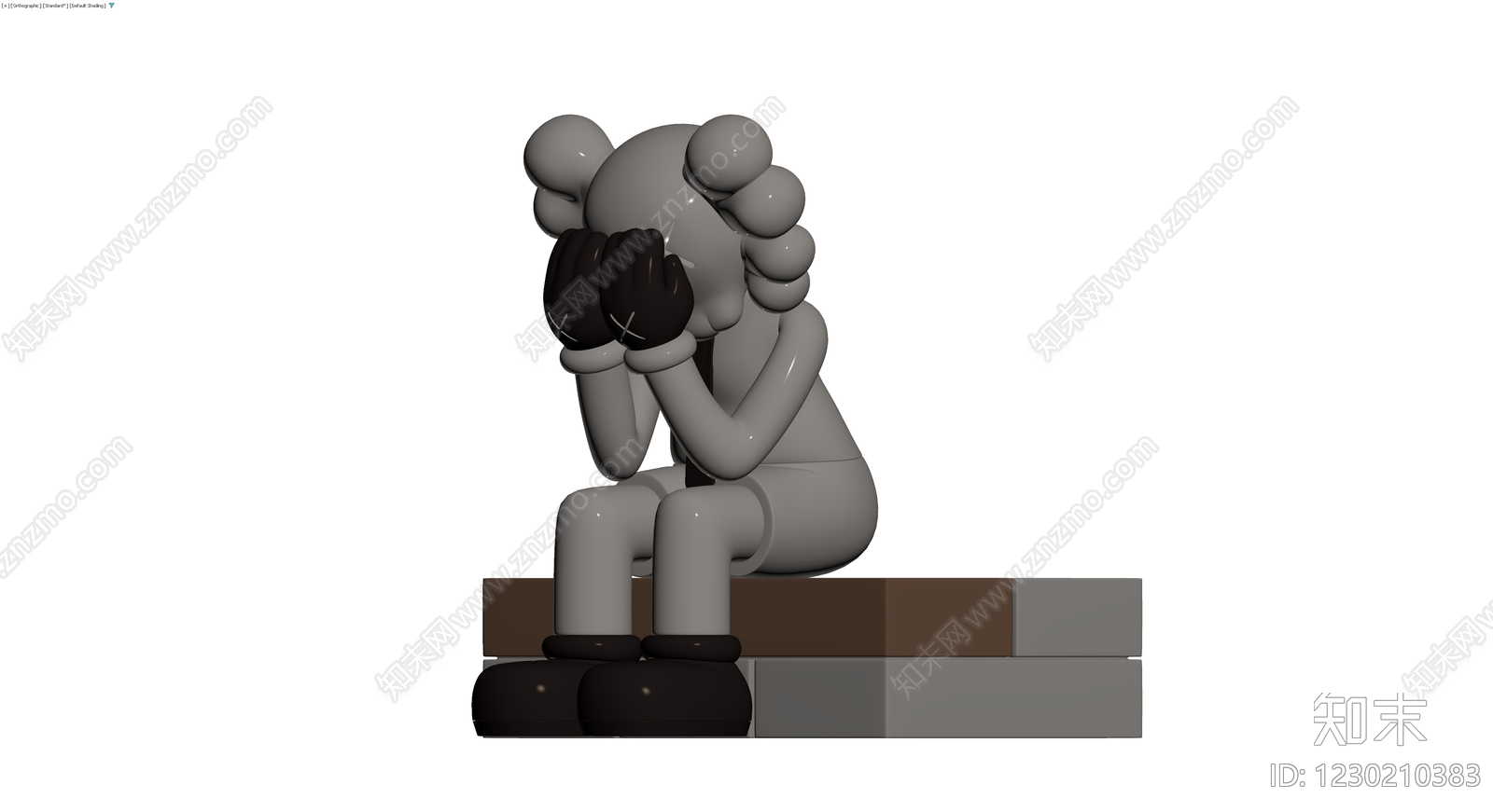 坐姿人物雕塑灰模3D模型下载【ID:1230210383】
