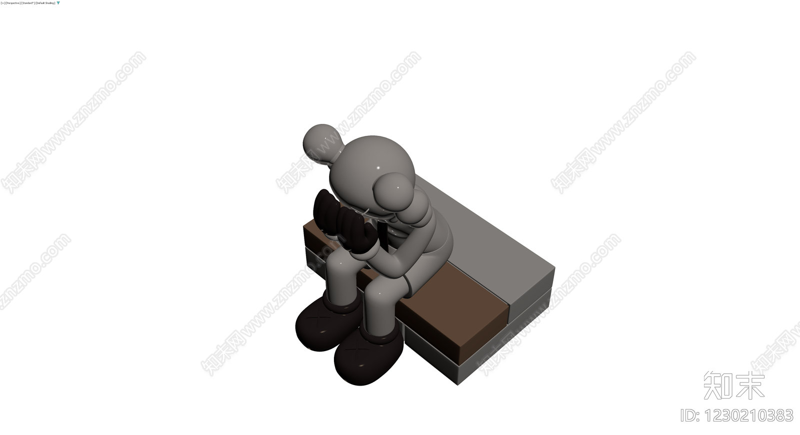 坐姿人物雕塑灰模3D模型下载【ID:1230210383】