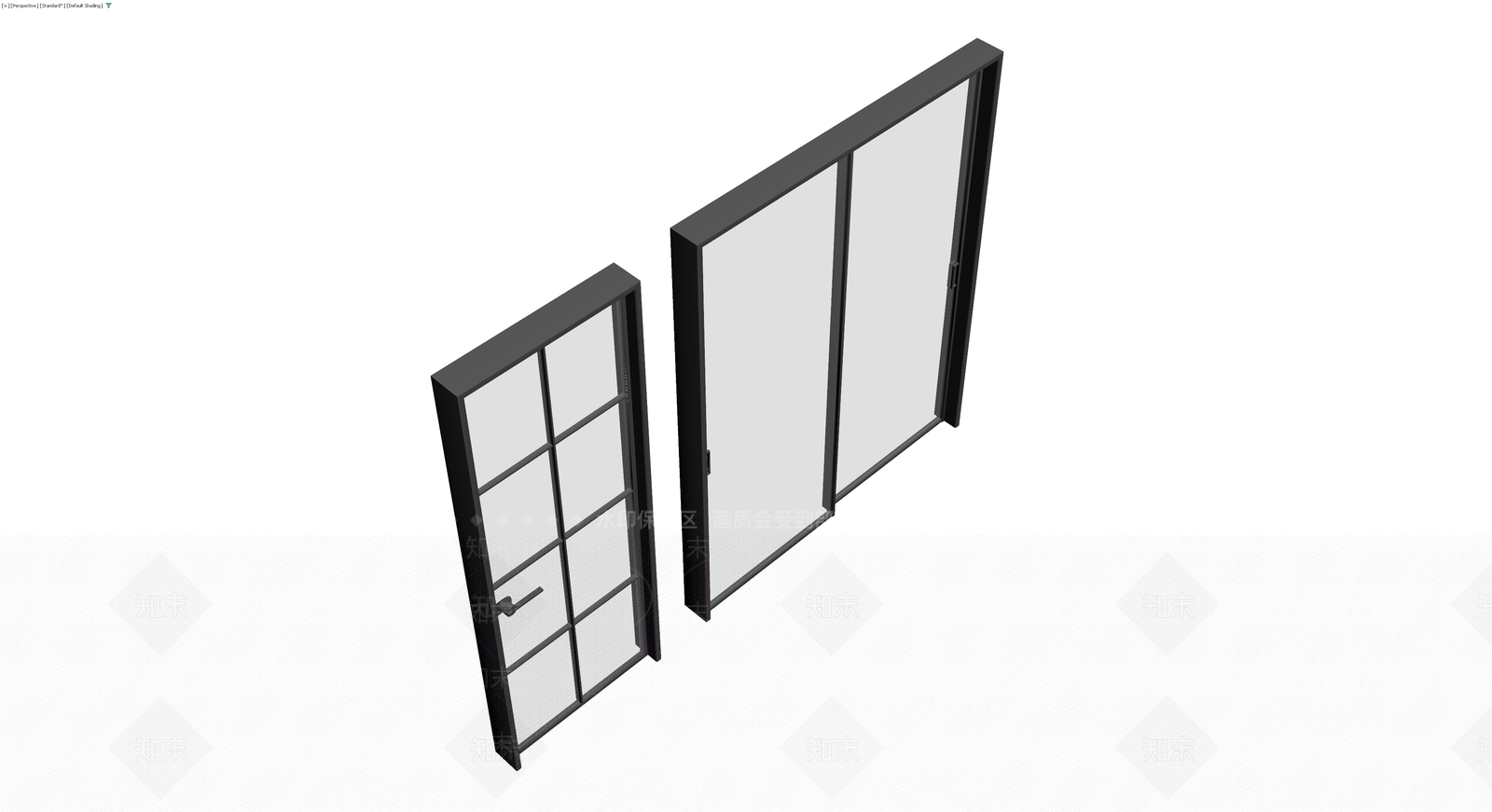 黑框玻璃门组合3D模型下载【ID:1230789023】
