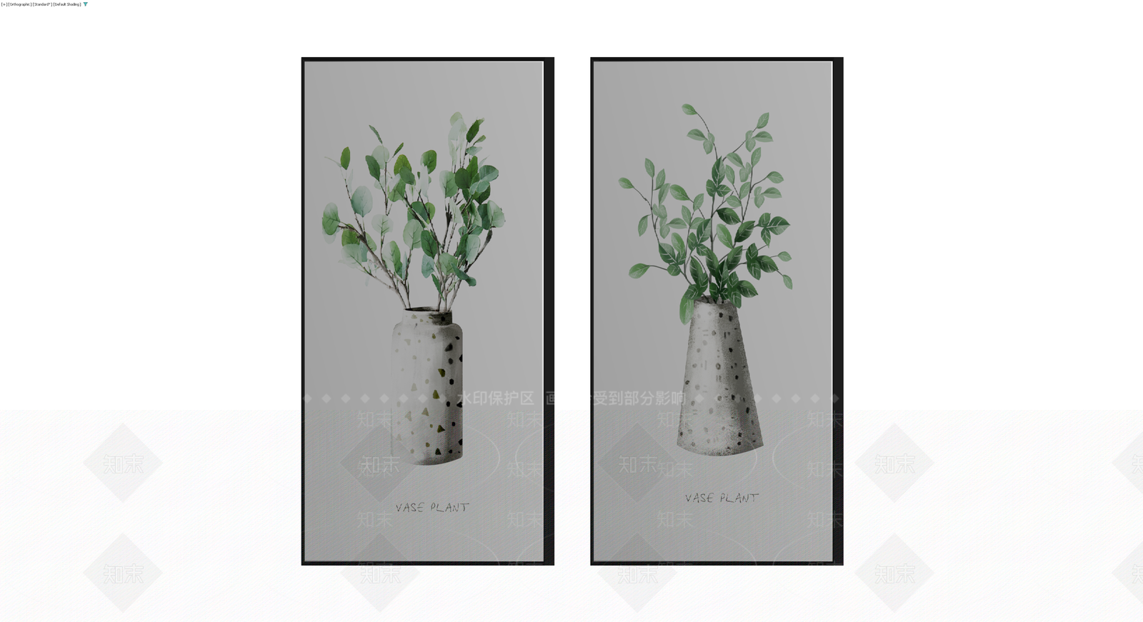 植物花瓶挂画装饰3D模型下载【ID:1229690441】