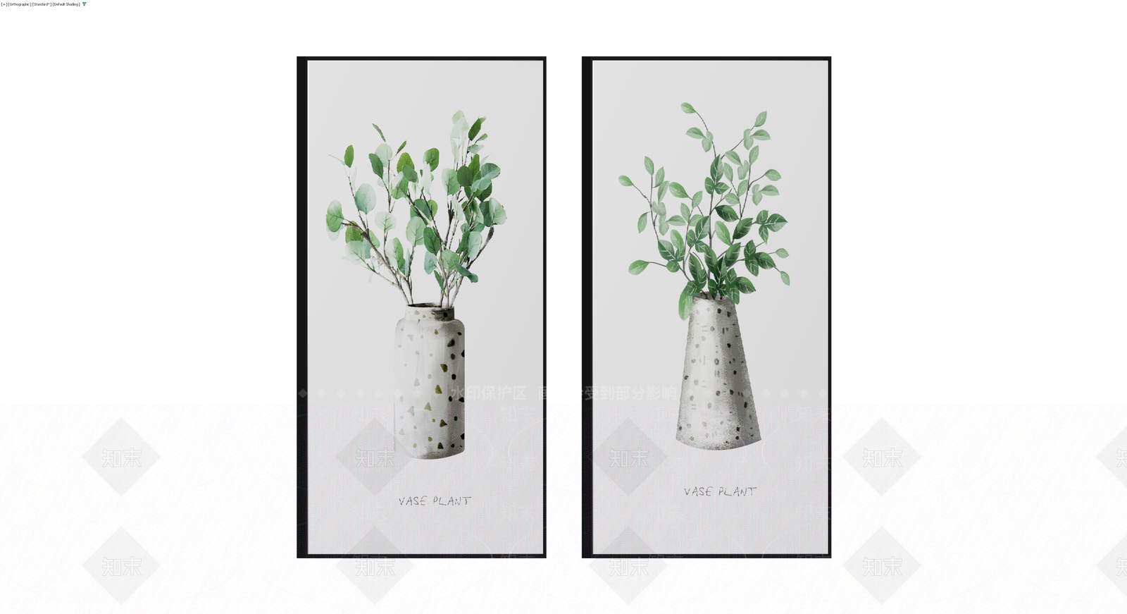 植物花瓶挂画装饰3D模型下载【ID:1229690441】