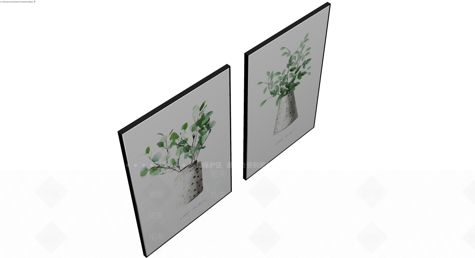 植物花瓶挂画装饰3D模型下载【ID:1229690441】