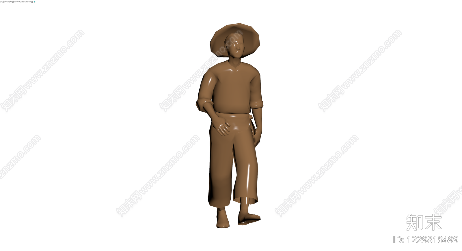 戴斗笠人物灰模3D模型下载【ID:1229818499】