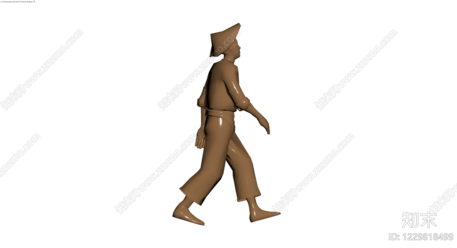 戴斗笠人物灰模3D模型下载【ID:1229818499】