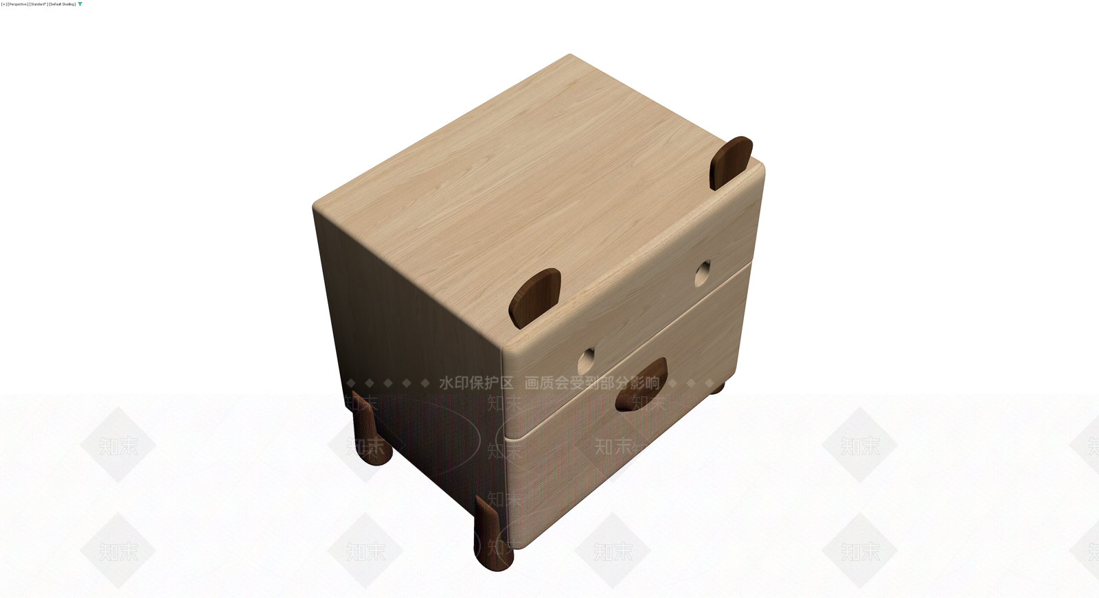 双抽屉木质收纳柜3D模型下载【ID:1229641842】