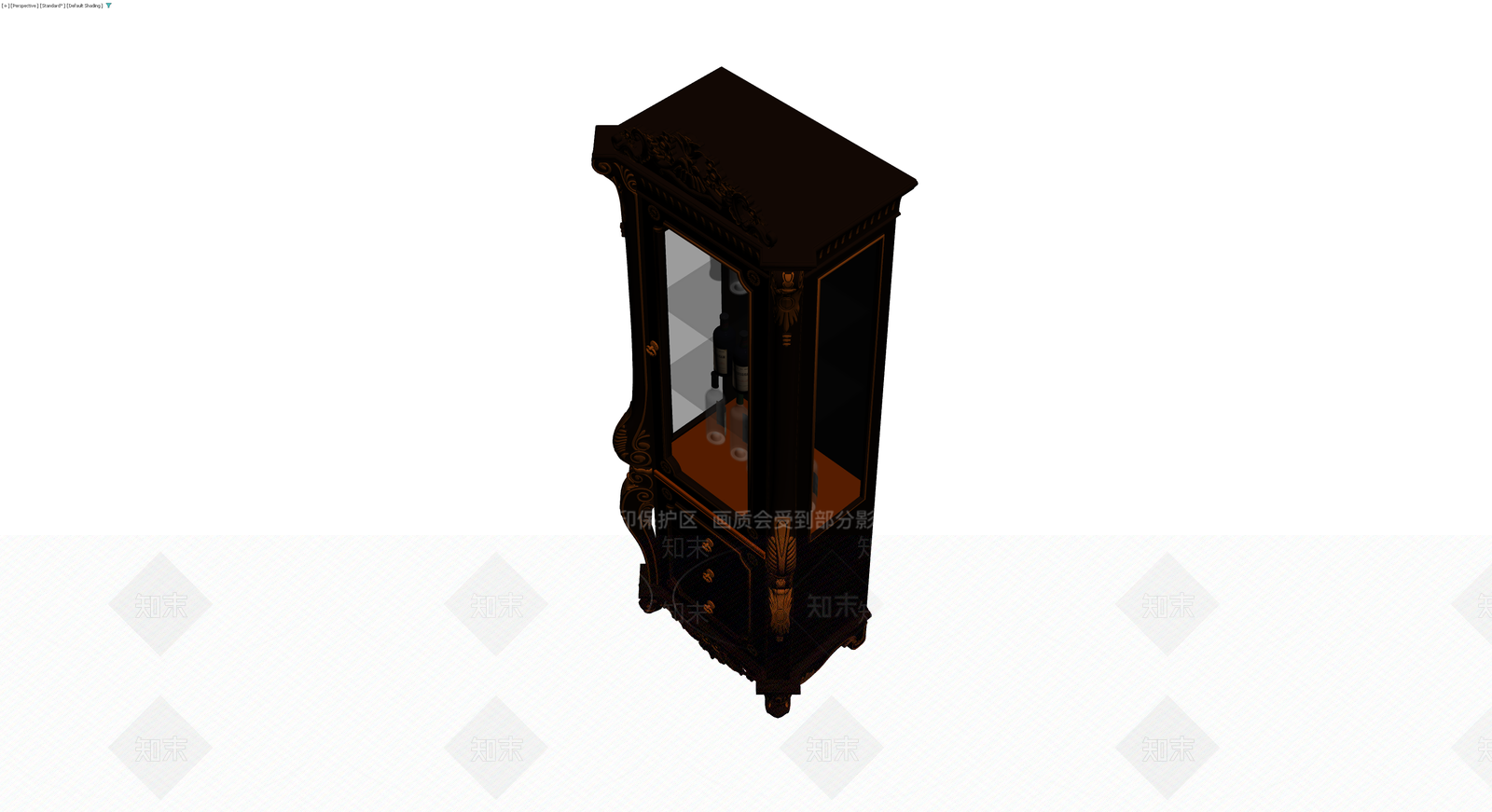 深色雕花玻璃展示柜3D模型下载【ID:1230573388】