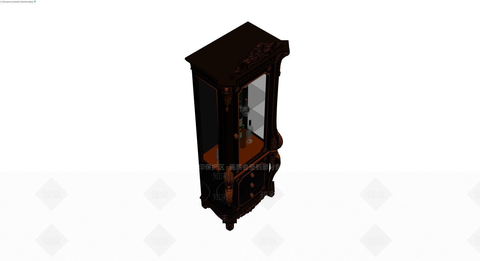 深色雕花玻璃展示柜3D模型下载【ID:1230573388】