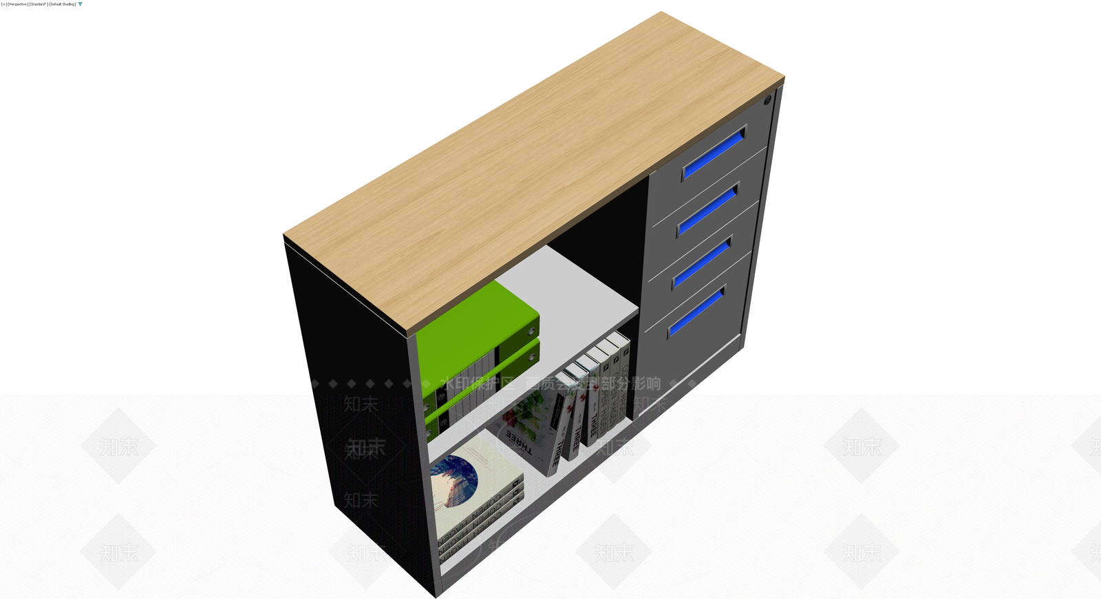 办公柜书柜组合3D模型下载【ID:1229645779】