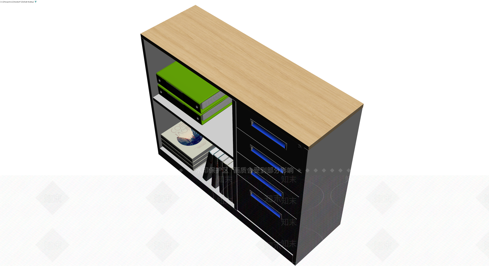 办公柜书柜组合3D模型下载【ID:1229645779】
