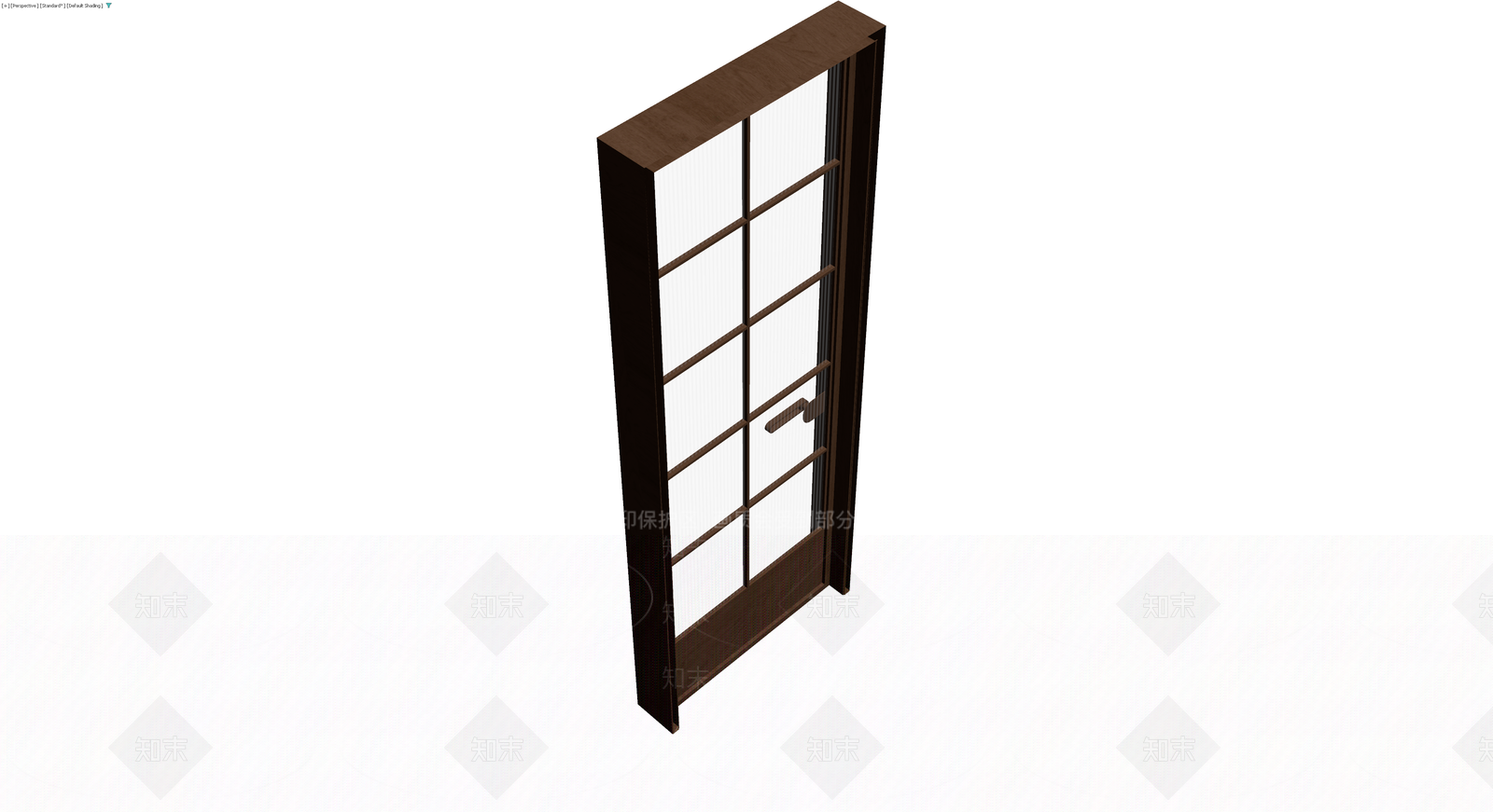 深色木质格纹玻璃门3D模型下载【ID:1230774236】